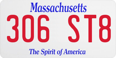 MA license plate 306ST8