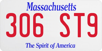 MA license plate 306ST9