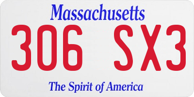 MA license plate 306SX3