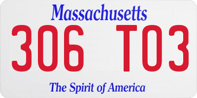 MA license plate 306TO3