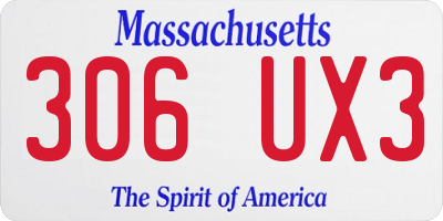 MA license plate 306UX3