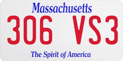MA license plate 306VS3