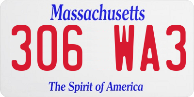 MA license plate 306WA3