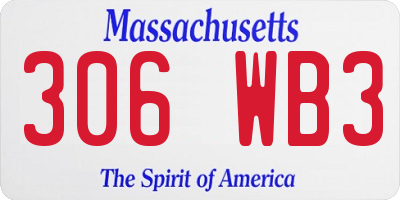 MA license plate 306WB3