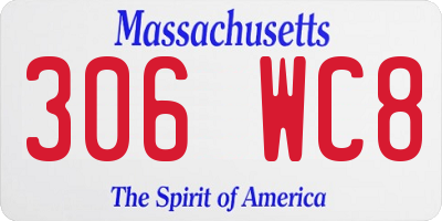 MA license plate 306WC8