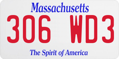 MA license plate 306WD3