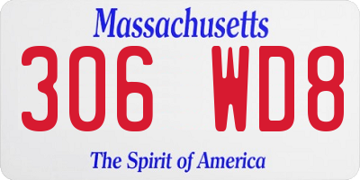 MA license plate 306WD8