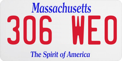 MA license plate 306WE0