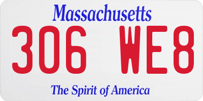 MA license plate 306WE8