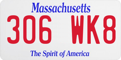 MA license plate 306WK8