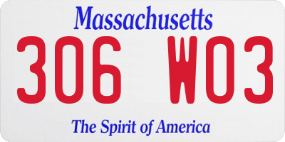 MA license plate 306WO3