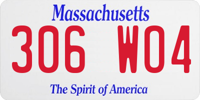 MA license plate 306WO4