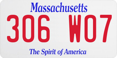 MA license plate 306WO7