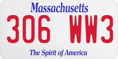 MA license plate 306WW3