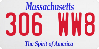MA license plate 306WW8