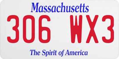 MA license plate 306WX3