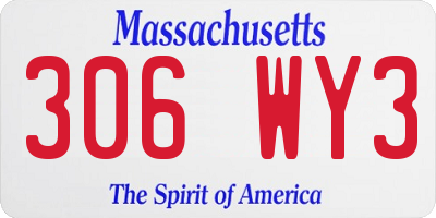 MA license plate 306WY3