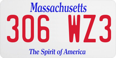 MA license plate 306WZ3