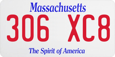 MA license plate 306XC8