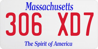 MA license plate 306XD7
