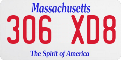 MA license plate 306XD8