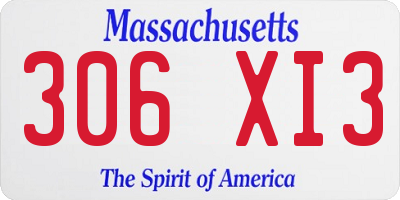 MA license plate 306XI3