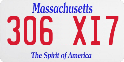 MA license plate 306XI7