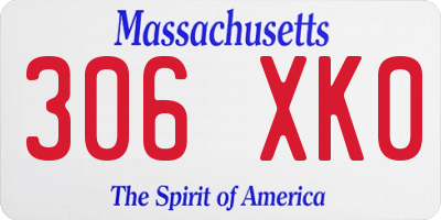 MA license plate 306XK0