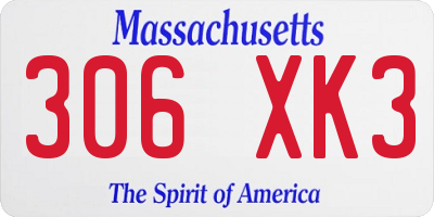 MA license plate 306XK3