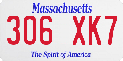 MA license plate 306XK7