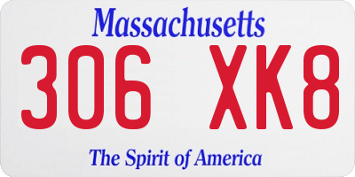 MA license plate 306XK8