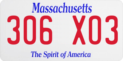 MA license plate 306XO3