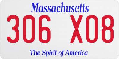 MA license plate 306XO8