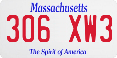 MA license plate 306XW3