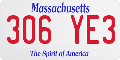 MA license plate 306YE3
