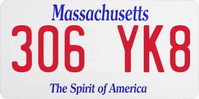 MA license plate 306YK8