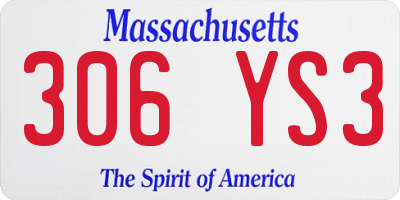 MA license plate 306YS3