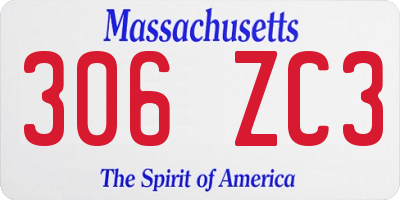MA license plate 306ZC3