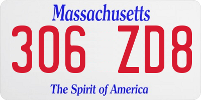 MA license plate 306ZD8