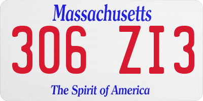 MA license plate 306ZI3