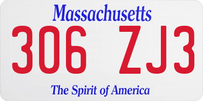 MA license plate 306ZJ3