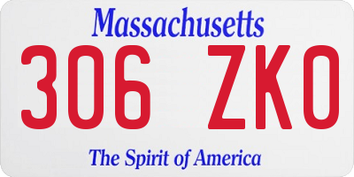 MA license plate 306ZK0