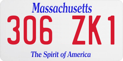 MA license plate 306ZK1