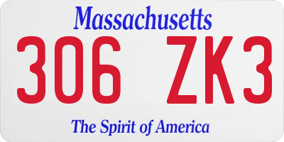 MA license plate 306ZK3