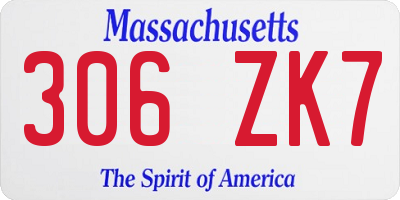 MA license plate 306ZK7
