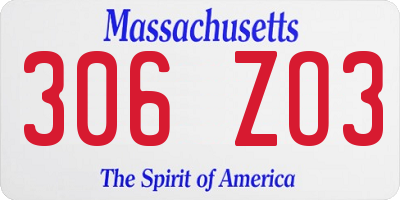 MA license plate 306ZO3
