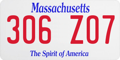 MA license plate 306ZO7