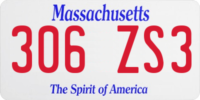 MA license plate 306ZS3