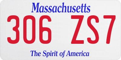 MA license plate 306ZS7