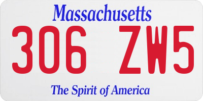 MA license plate 306ZW5